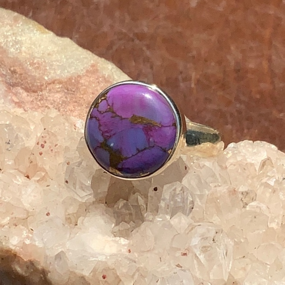 COPPER PURPLE TURQUOISE 925 STERLING SILVER RING, SIZE 7.75